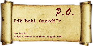 Páhoki Oszkár névjegykártya
